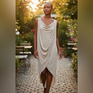 EUC Hyssop Women’s Cream Draped Tank Midi Dress - Size M/L